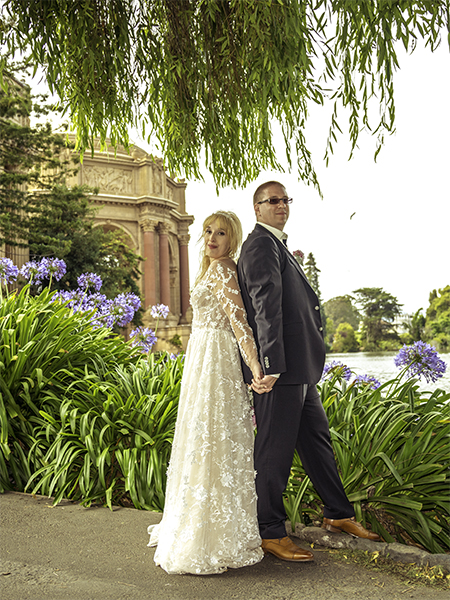 bei der Golden Gate Bridge heiraten und zusätzliche Hochzeitsfotos am Palace of Fine Arts